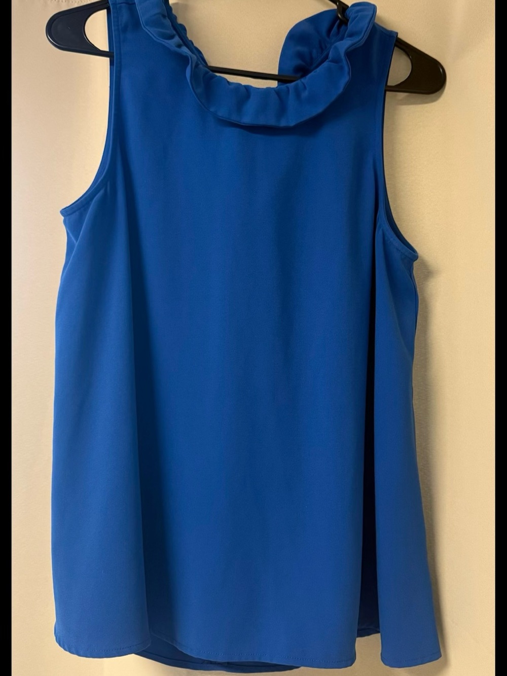 Mud Pie Royal Blue Sleeveless Ruffle-Neck Shell